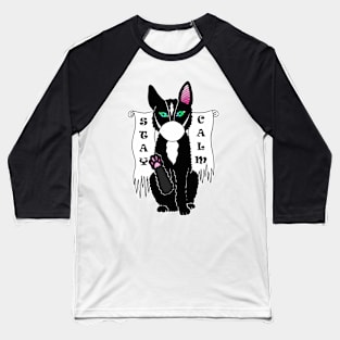 Black cat calm in mask Baseball T-Shirt